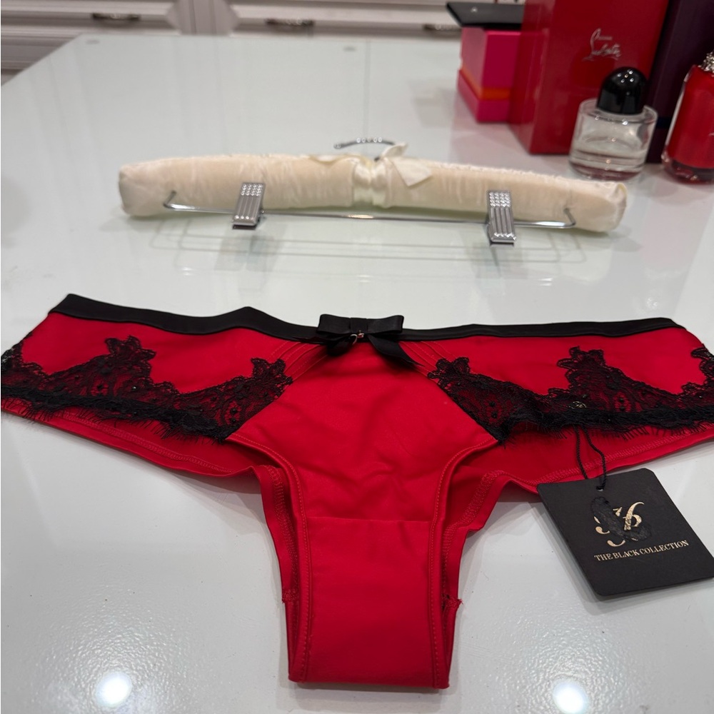 Honey Birdette Scarlet and Black Lace Briefs